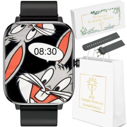 zegarek smartwatch na komunię rubicon rnce79 z dwoma paskami black/gray