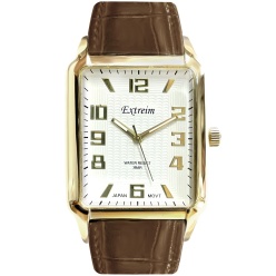 zegarek męski extreim aston złoty prostokątny brązowy